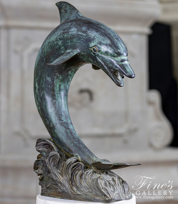 Bronze Fountains  - Happy Dolphin In Bronze Fountain - BF-539